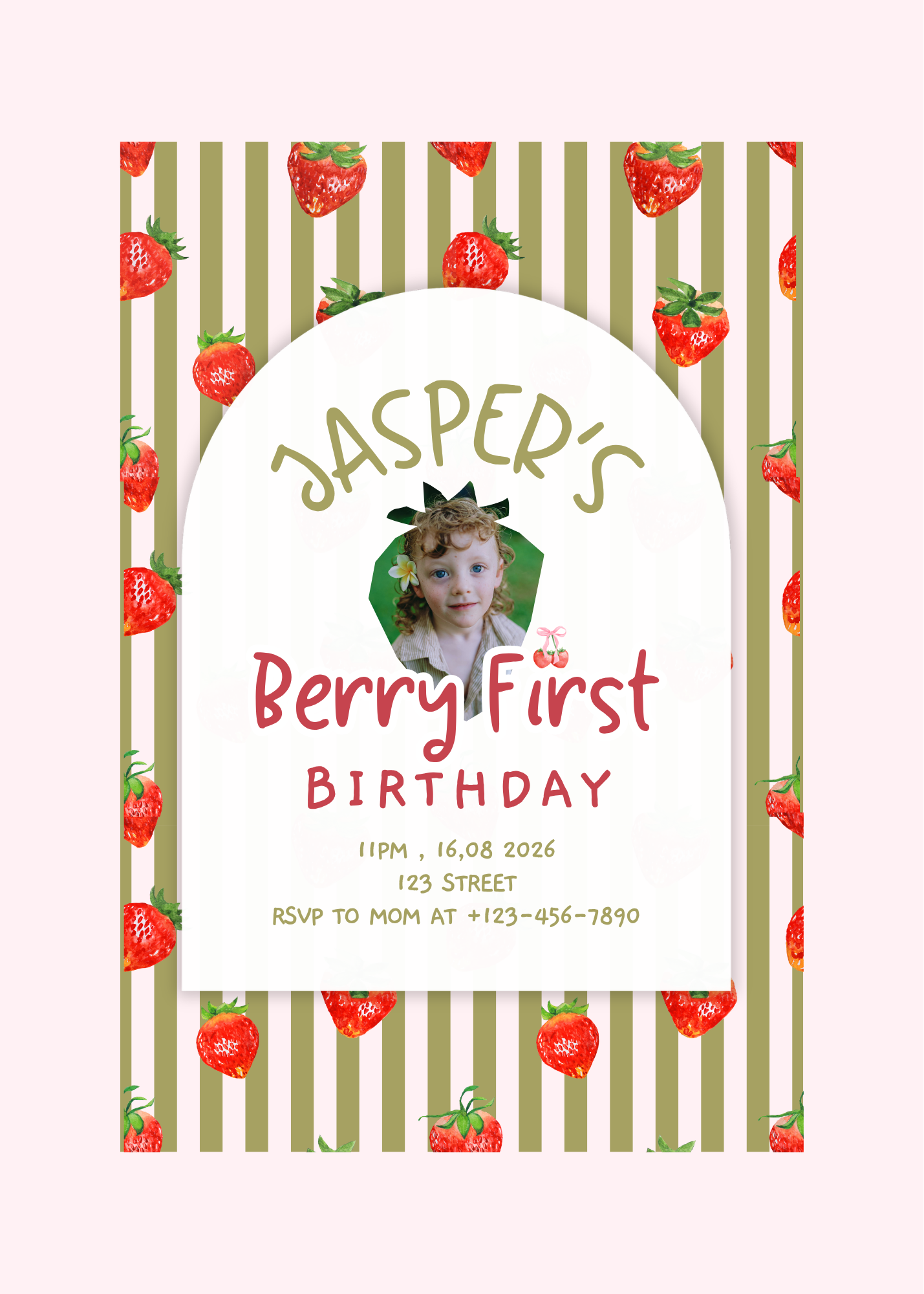 BERRY FIRST BIRTHDAY INVITATION