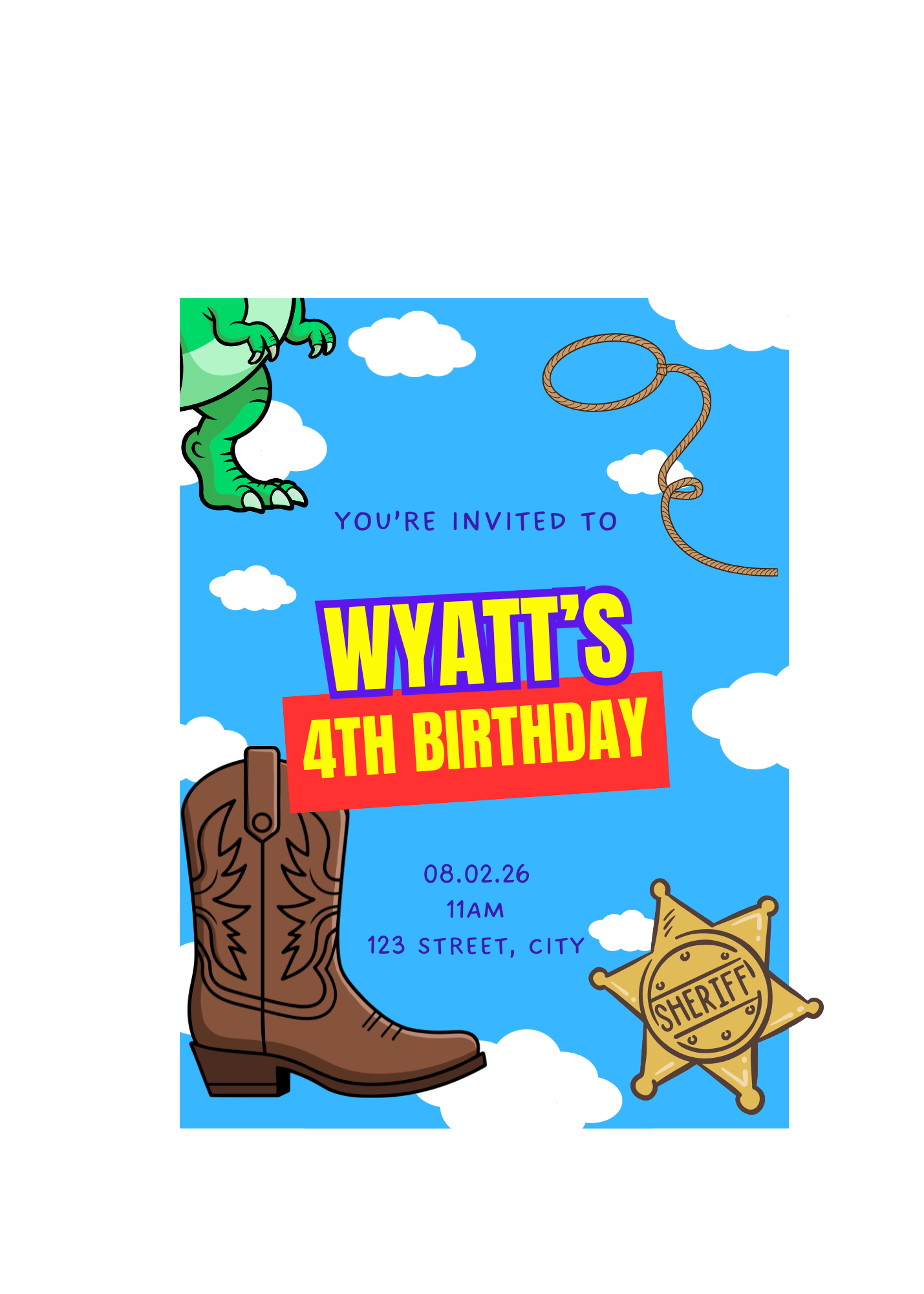 COWBOY Birthday Invitation