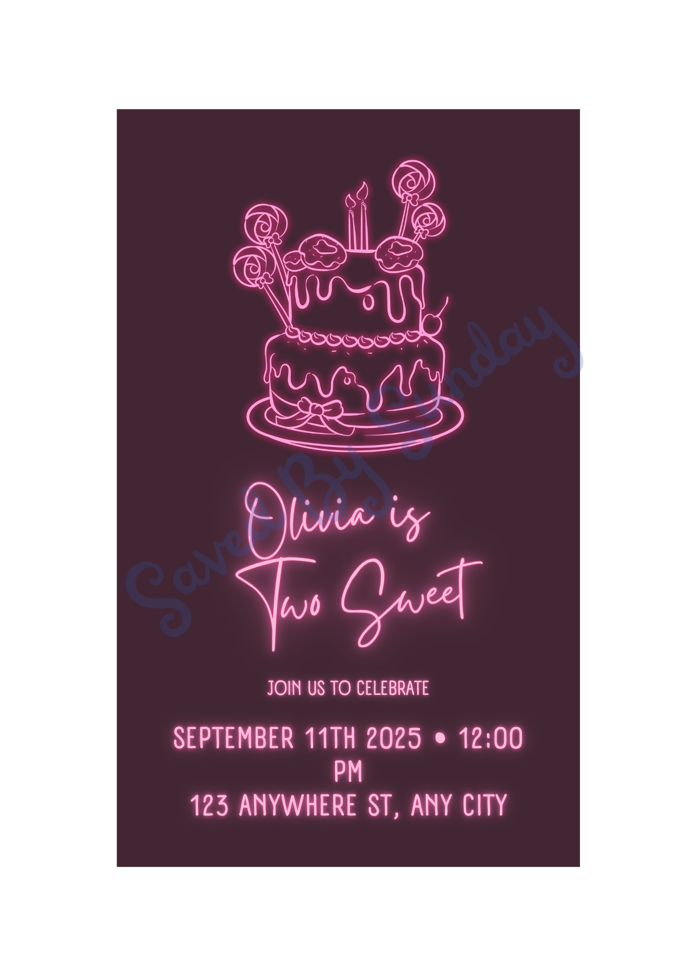 TWO SWEET Digital Birthday Invitation