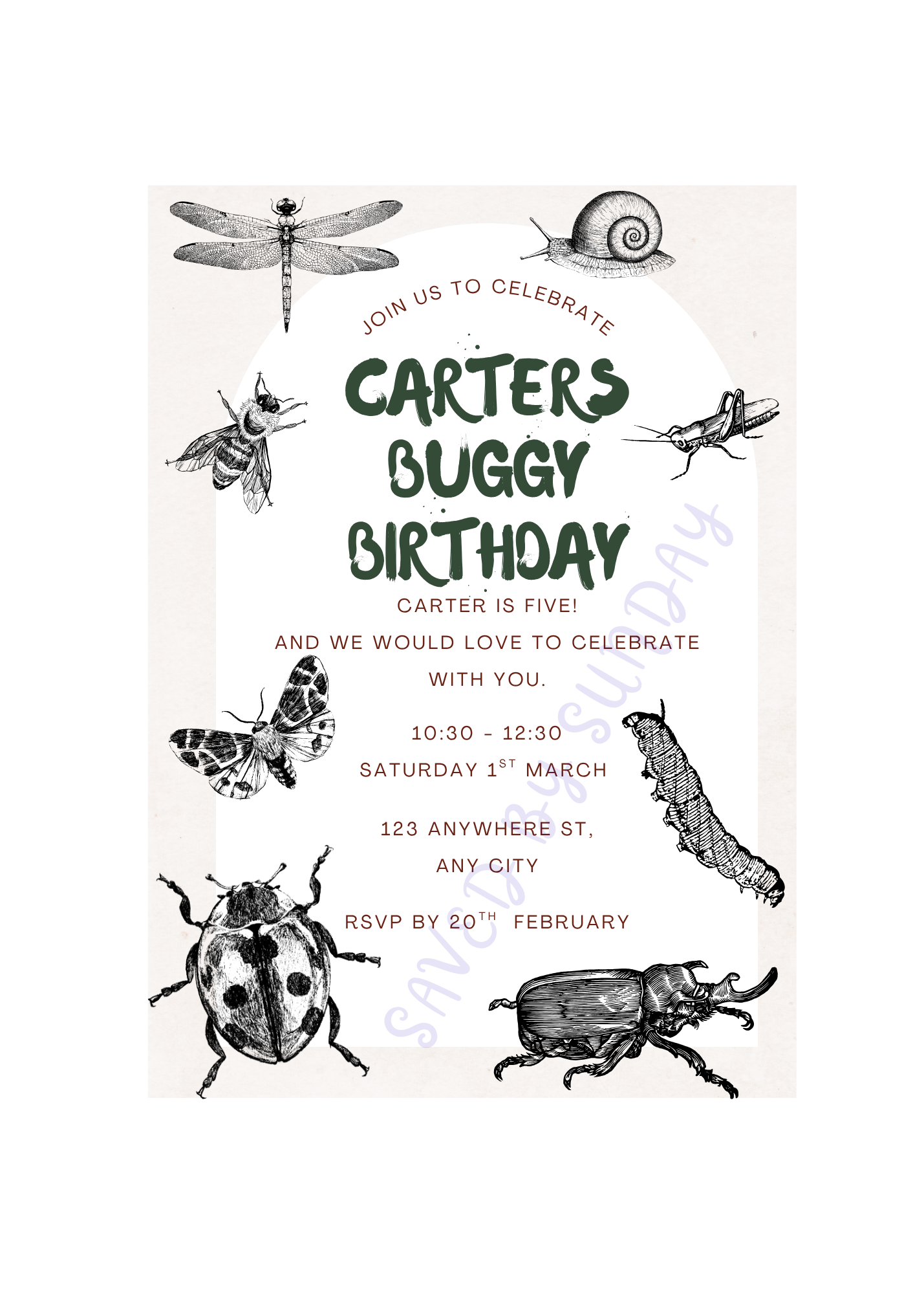 BUGGY Digital Birthday Invitation