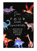 DINO-FOUR Birthday Invitations